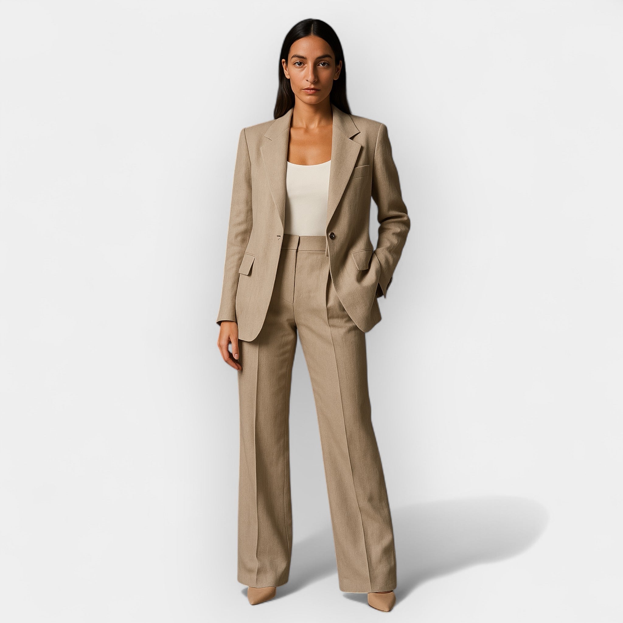 Timeless Coat And Trouser Suit Set For Office Elegance