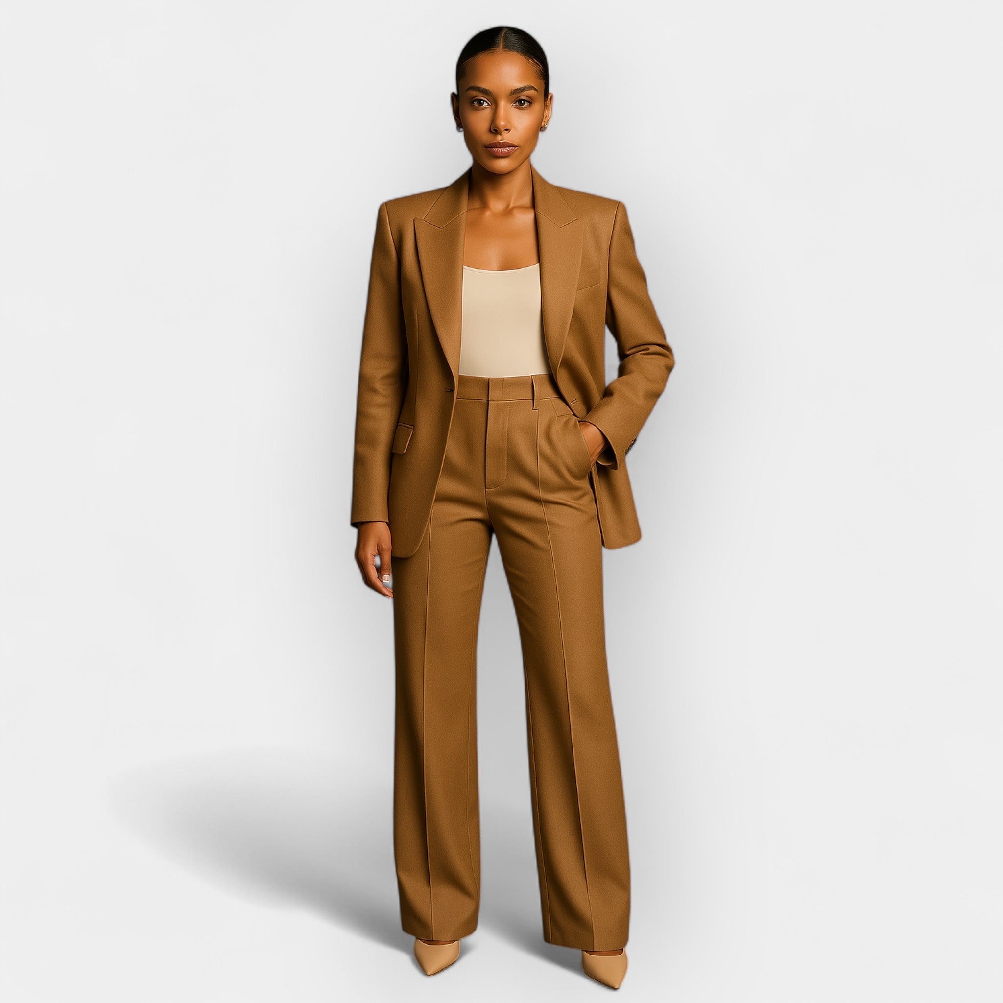 Timeless Coat And Trouser Suit Set For Office Elegance