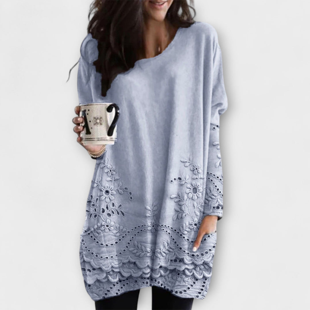 Riley Printed Jumper With Embroidered Floral Detailing