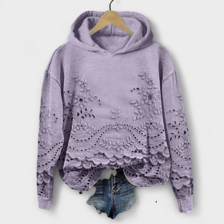 Grace Vintage Floral Hoodie With Embroidered Print Design