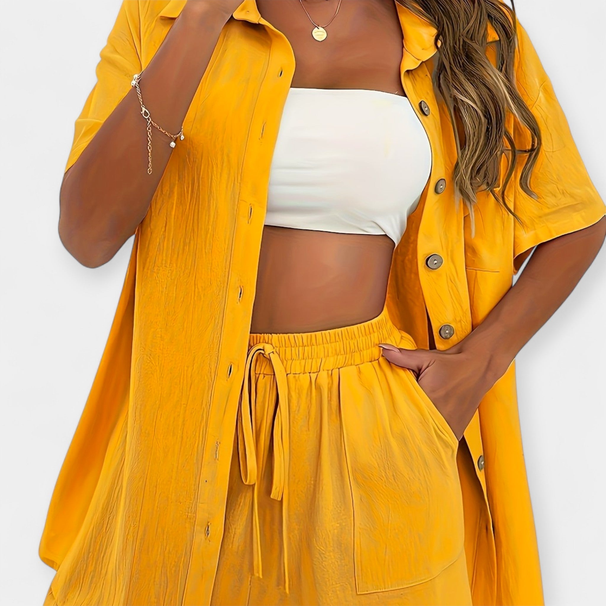 Womens Monochrome Shirt And Shorts Set For Summer Ready