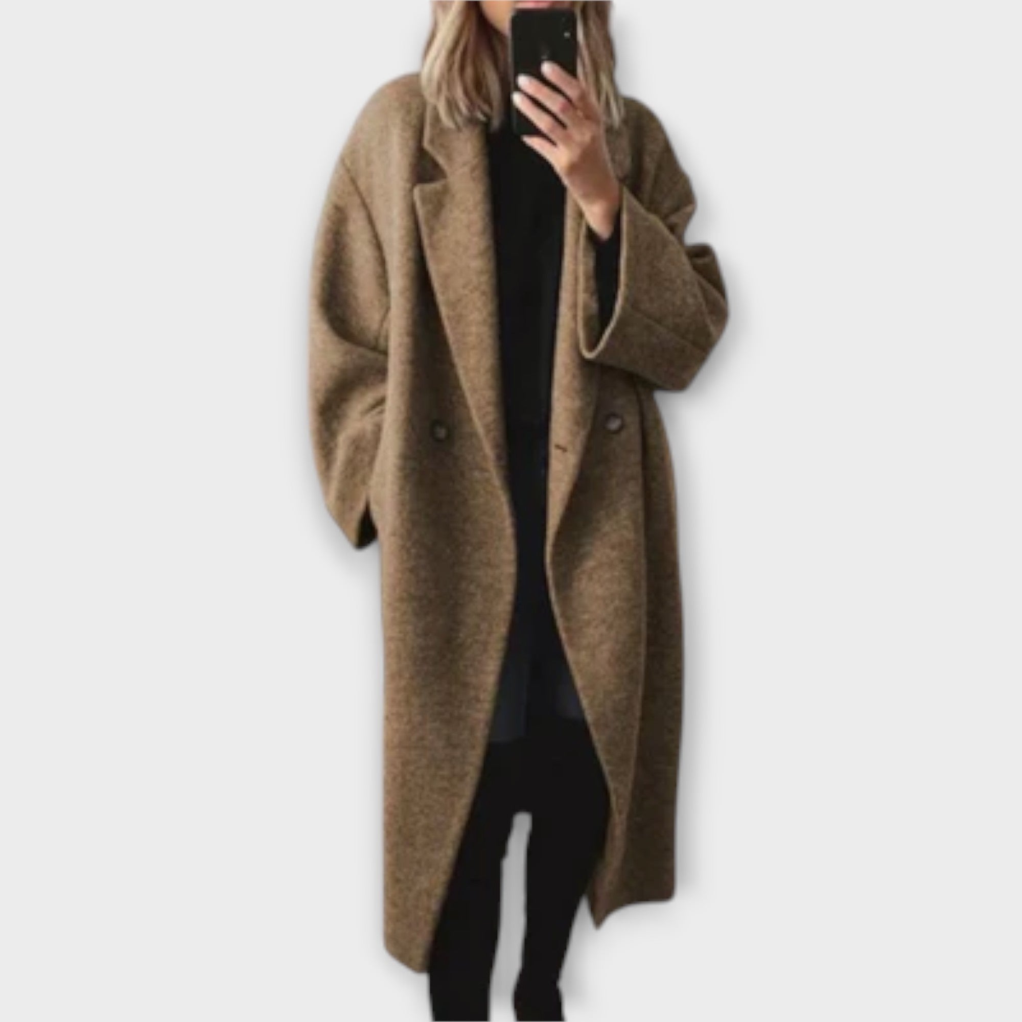 Jennifer Elegant Long Coat With Classic Lapel For Women
