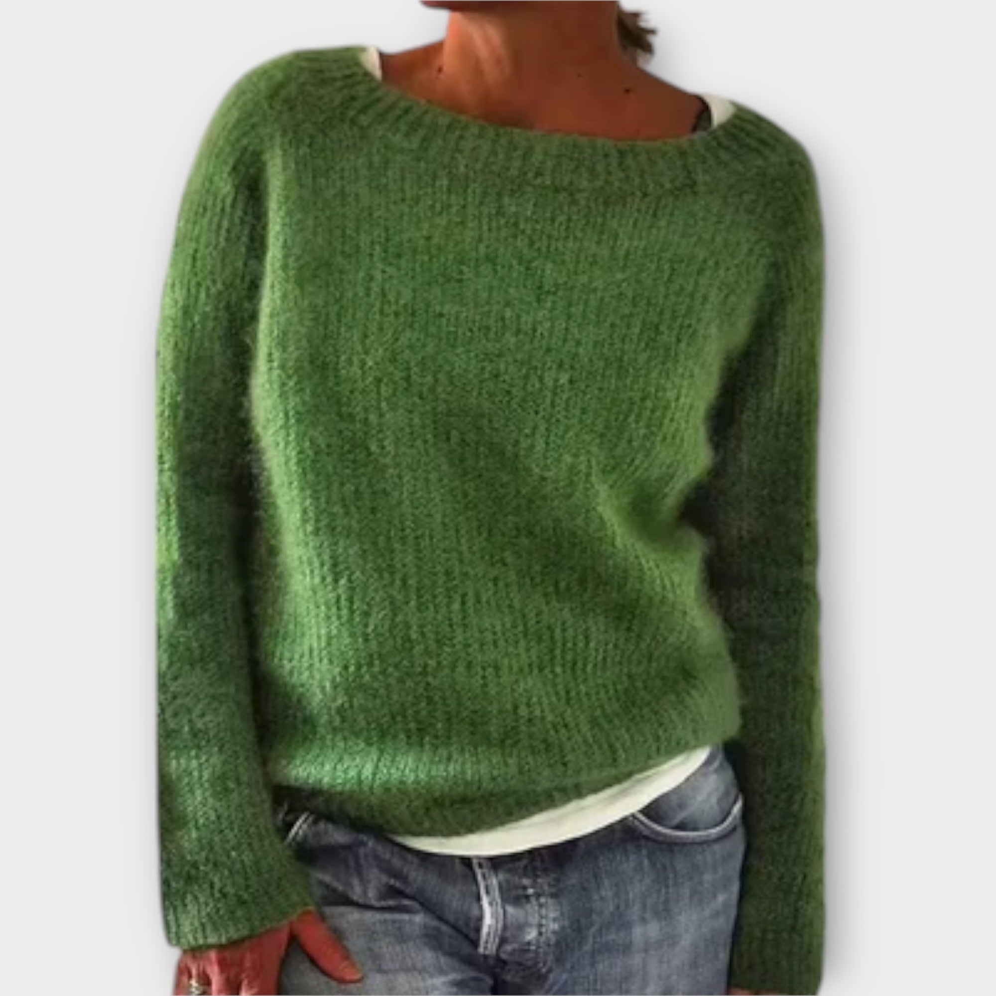 Regine Solid Colour Knit Jumper With Round Neck Oversized