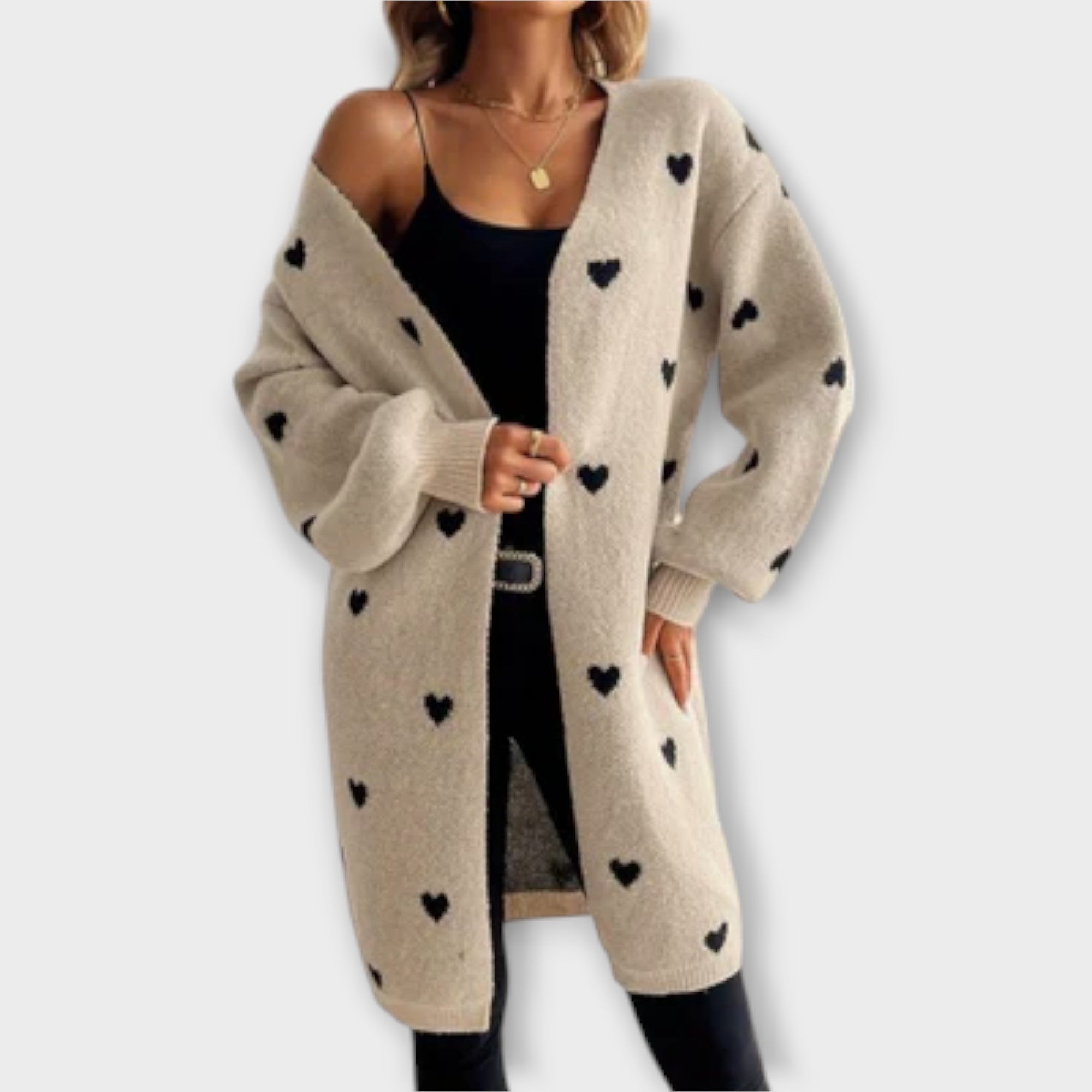 Julia Cardigan With Heart Pattern Soft Knit For Women