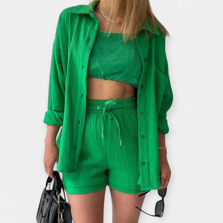 Two Tone Summer Set Top and Shorts in Vibrant Colour