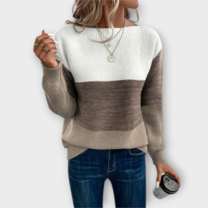 Clara Elegant Three Colour Patchwork Jumper For Women