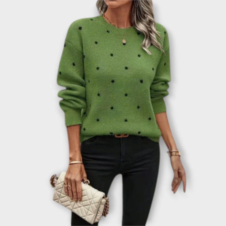 Ava Relaxed Long Sleeve Knit Jumper With Polka Dots