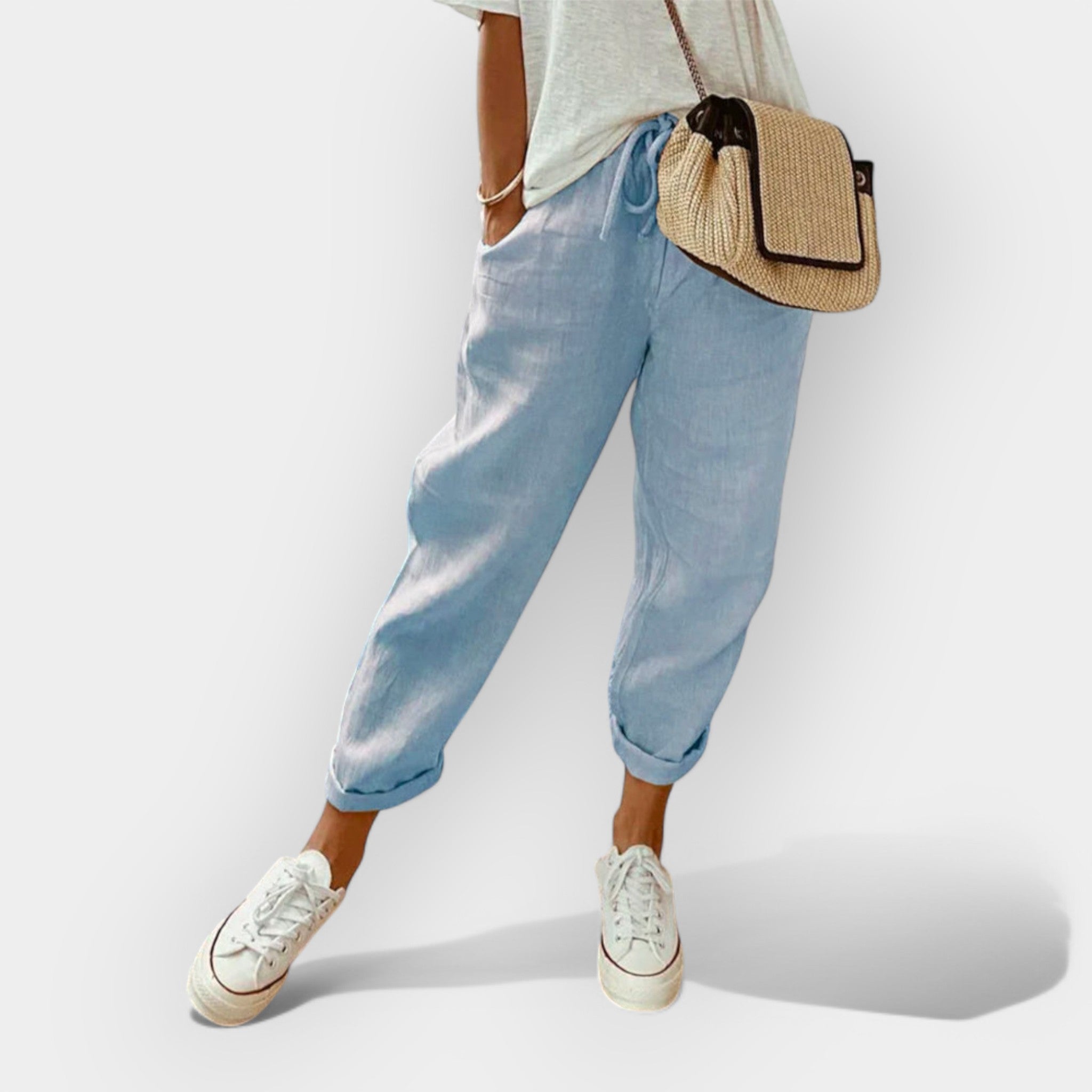 Light Linen Trousers With Flowing Silhouette Casual Chic