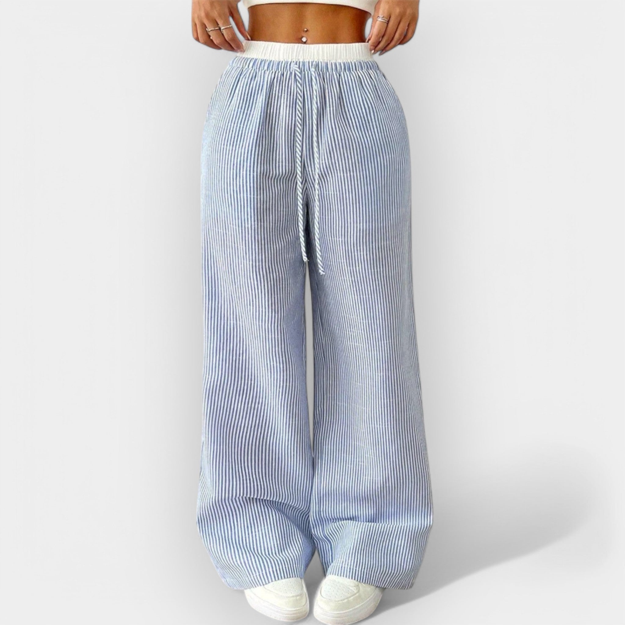 Wide Leg Striped Trousers For Urban Daywear Comfort