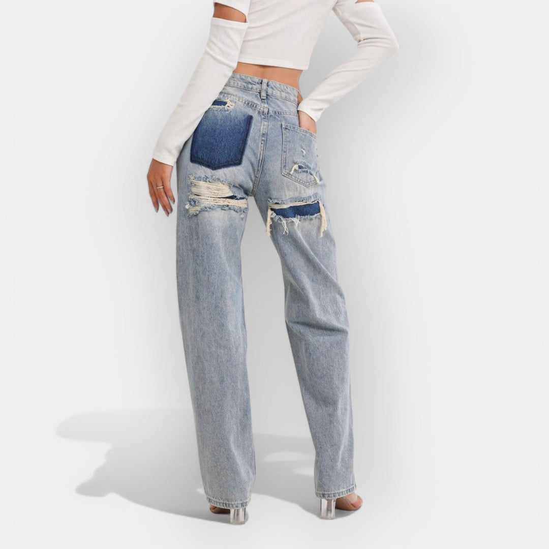 Relaxed Fit Jeans With Vintage Faded Denim For Everyday