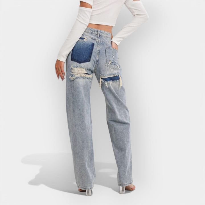 Relaxed Fit Jeans With Vintage Faded Denim For Everyday