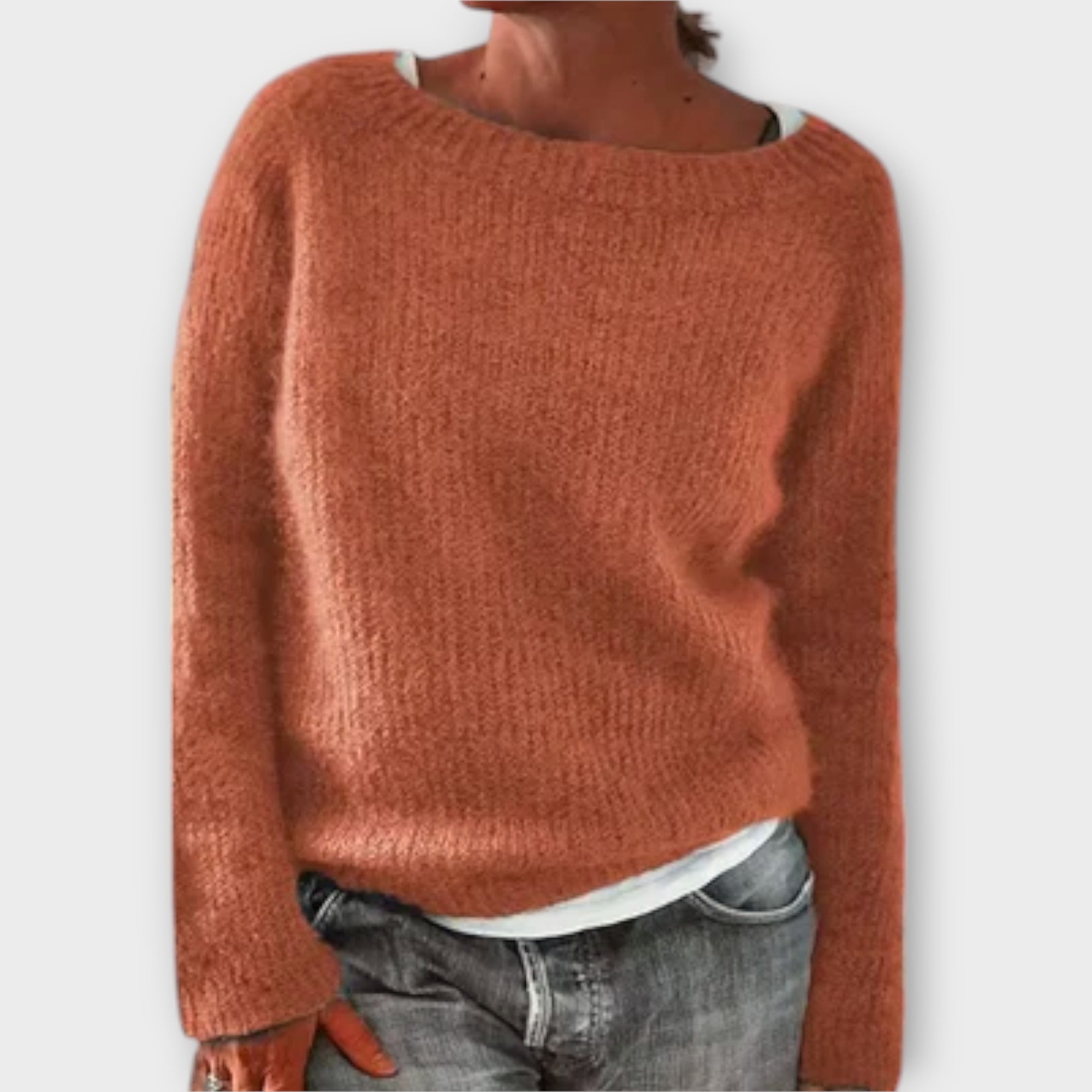 Regine Solid Colour Knit Jumper With Round Neck Oversized