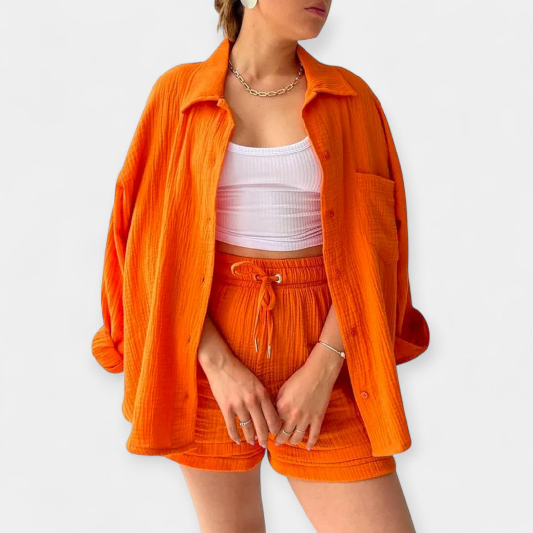 Two Tone Summer Set Top and Shorts in Vibrant Colour