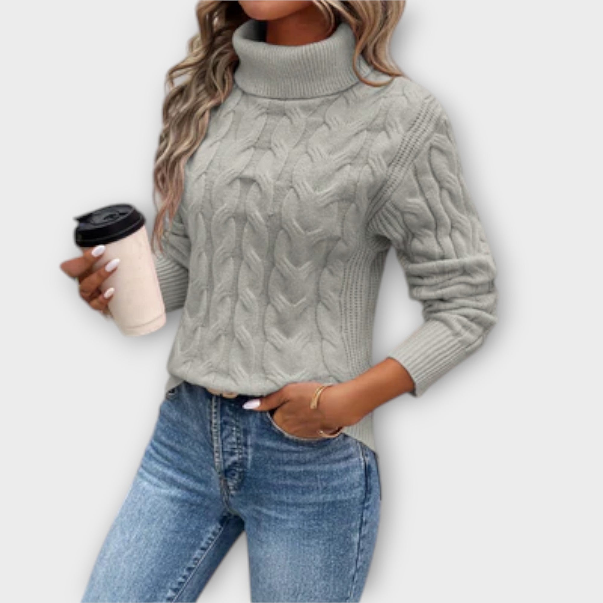 Amelia Elegant Rollneck Knit Jumper For Cold Weather