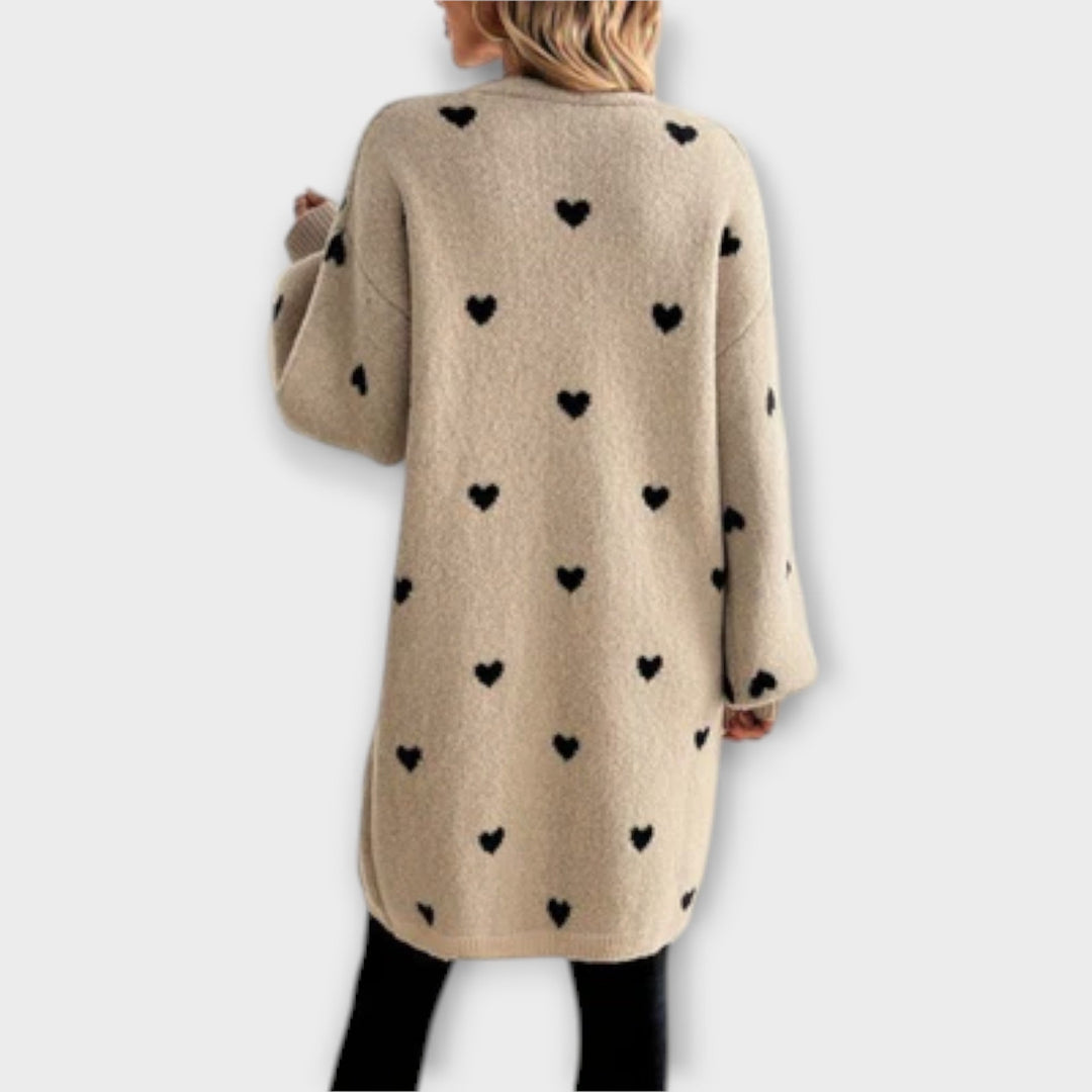 Julia Cardigan With Heart Pattern Soft Knit For Women