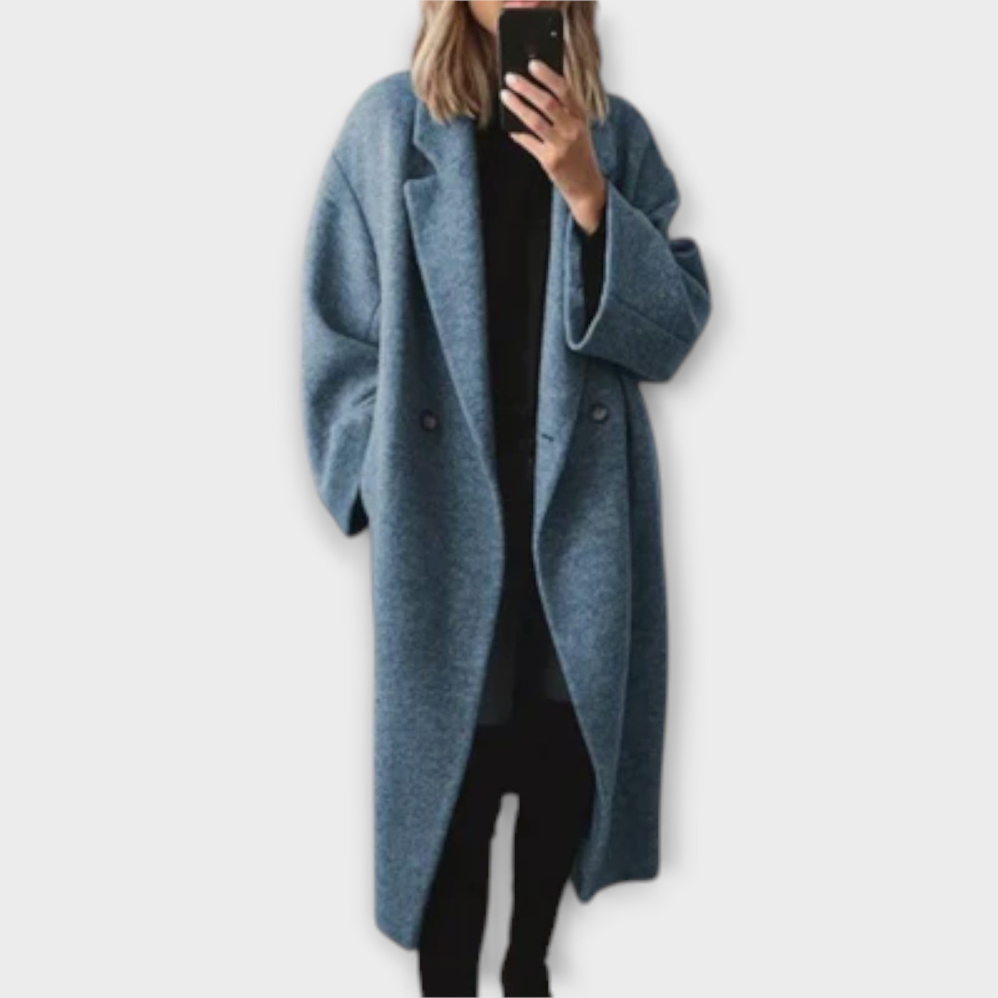 Jennifer Elegant Long Coat With Classic Lapel For Women