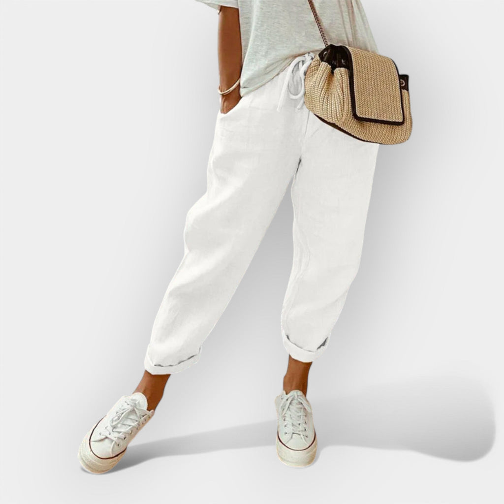 Light Linen Trousers With Flowing Silhouette Casual Chic