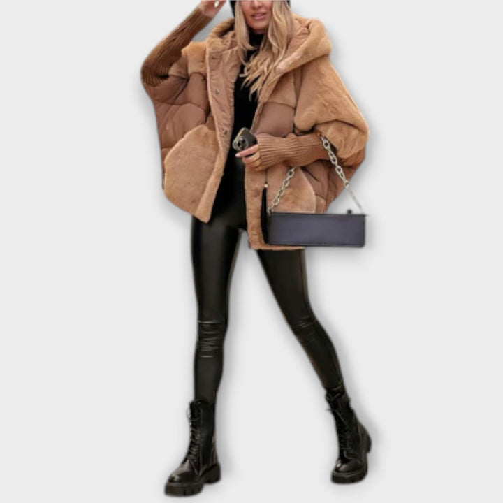 Ava Elegant Puffer Jacket With Teddy Mix For Winter Warmth