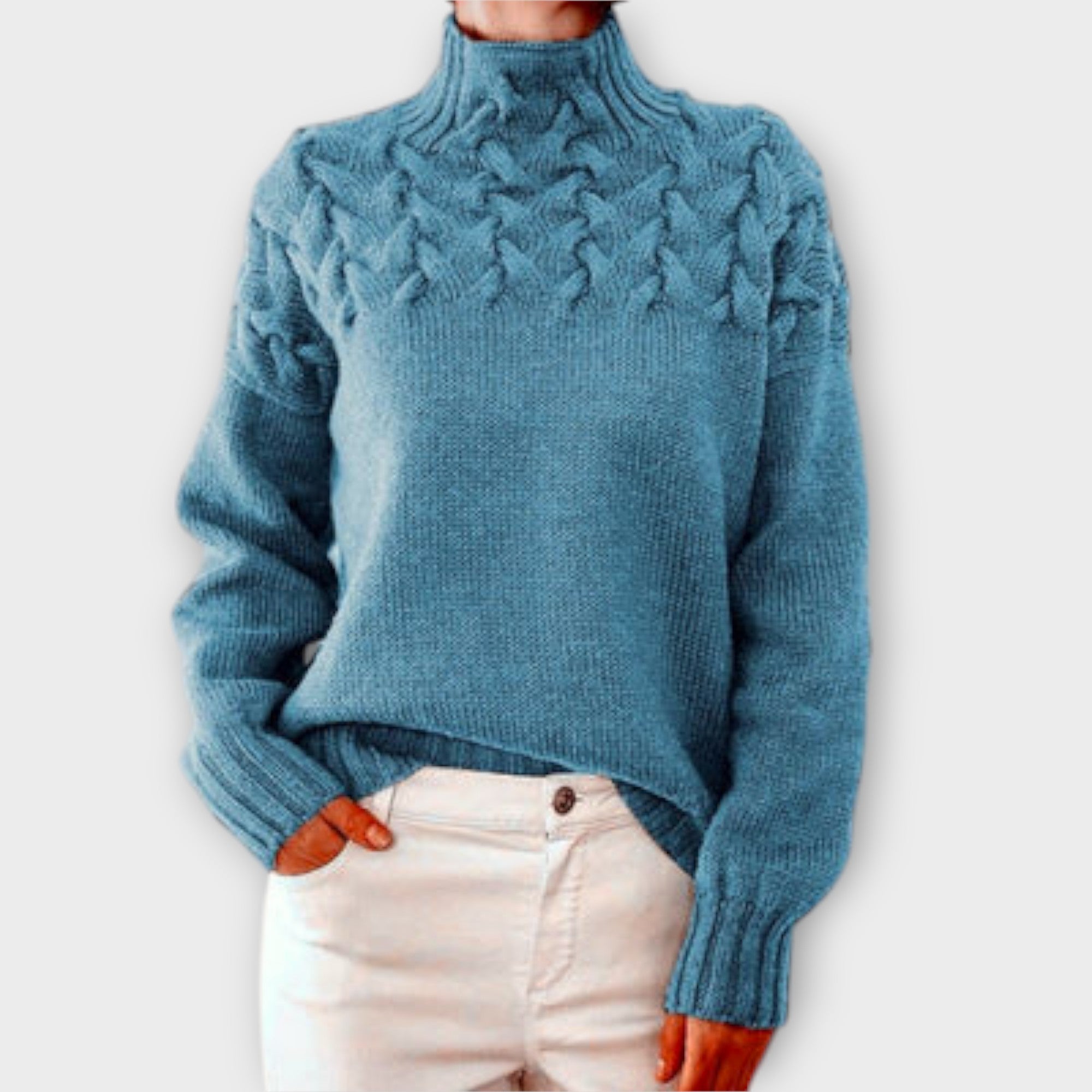 Eva Womens Cable Knit Jumper With Detail For Everyday Wear