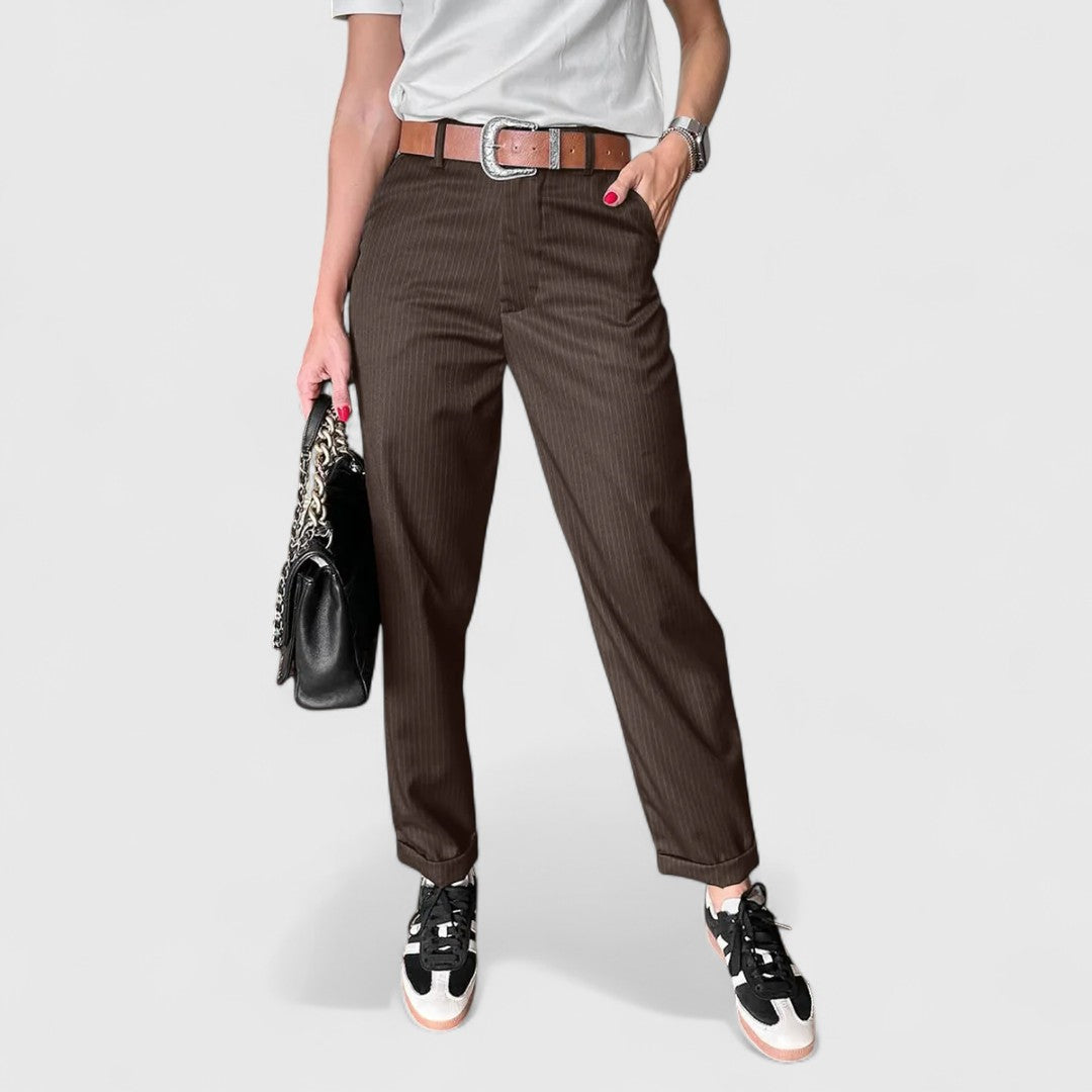 Agni Striped Trousers High Waist Elegant And Comfortable