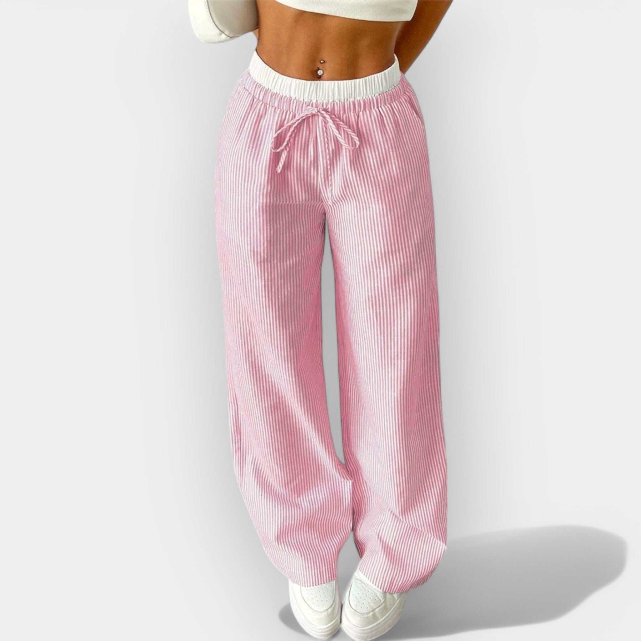 Wide Leg Striped Trousers For Urban Daywear Comfort