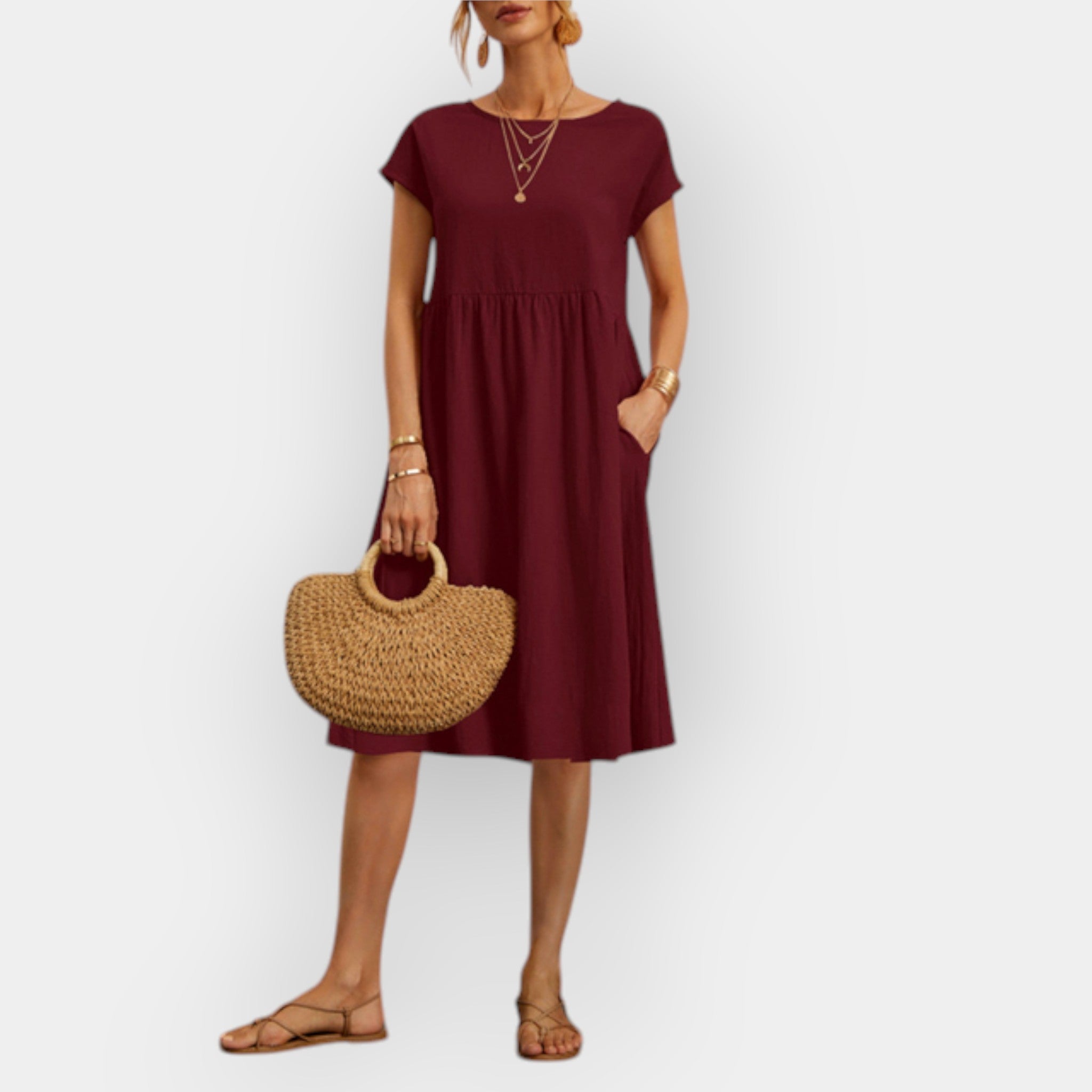 Midi Dress With Clean Lines In Lightweight Breathable Fabric