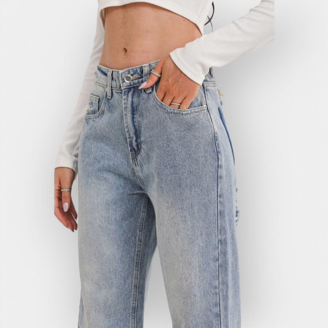 Relaxed Fit Jeans With Vintage Faded Denim For Everyday