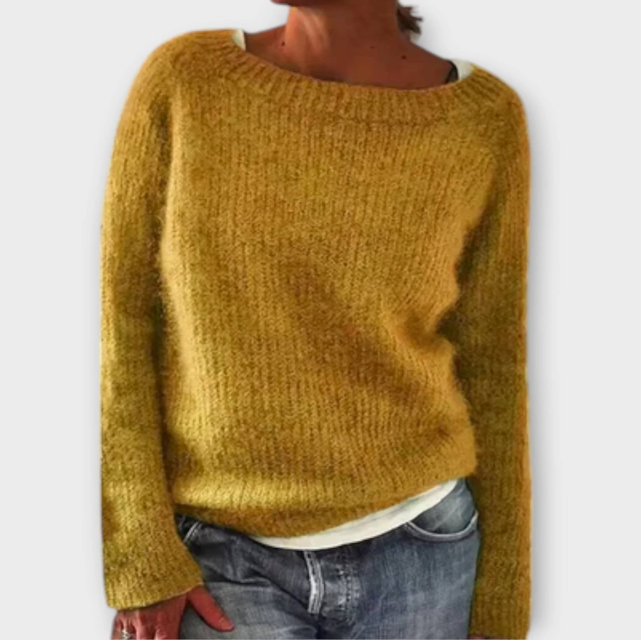 Regine Solid Colour Knit Jumper With Round Neck Oversized