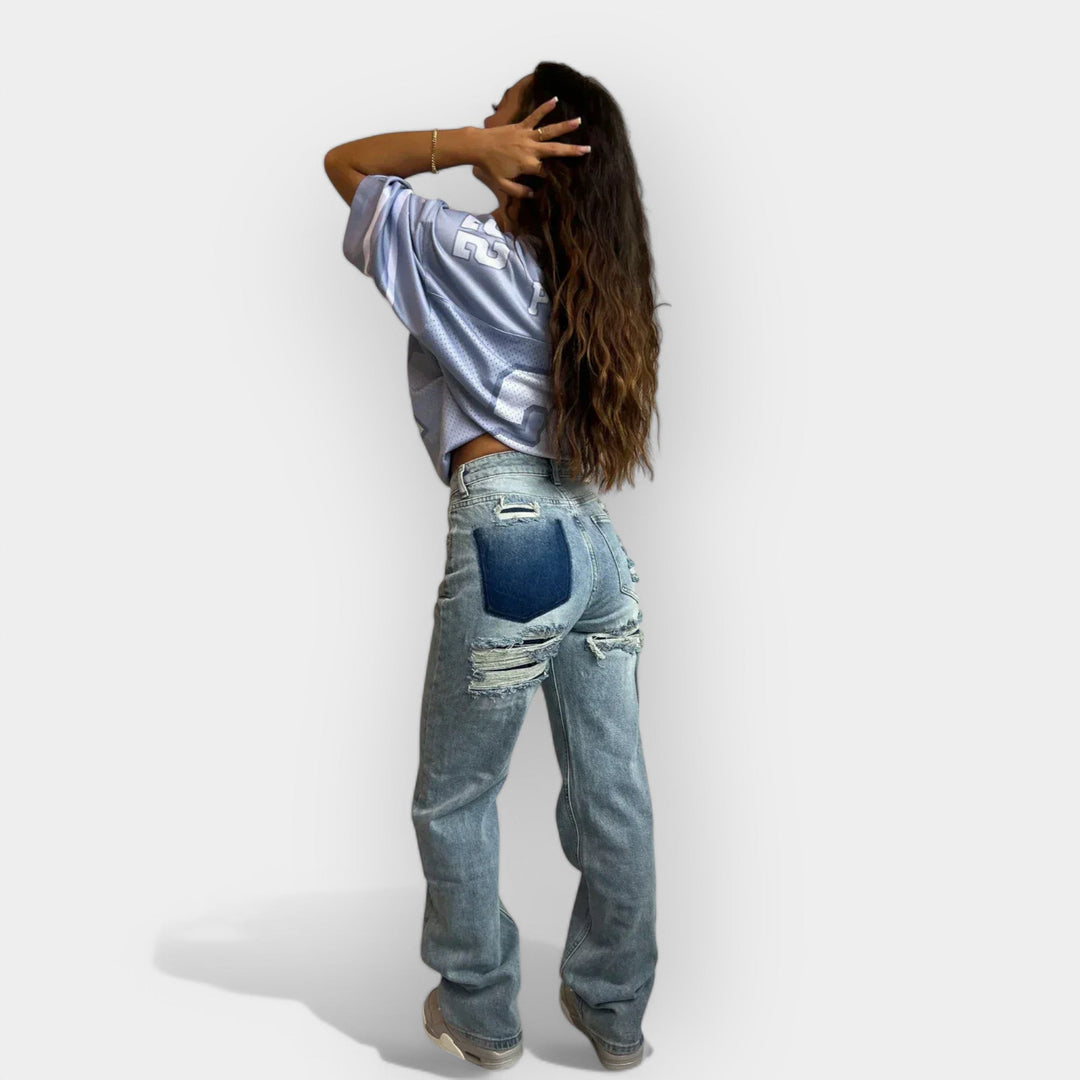 Relaxed Fit Jeans With Vintage Faded Denim For Everyday