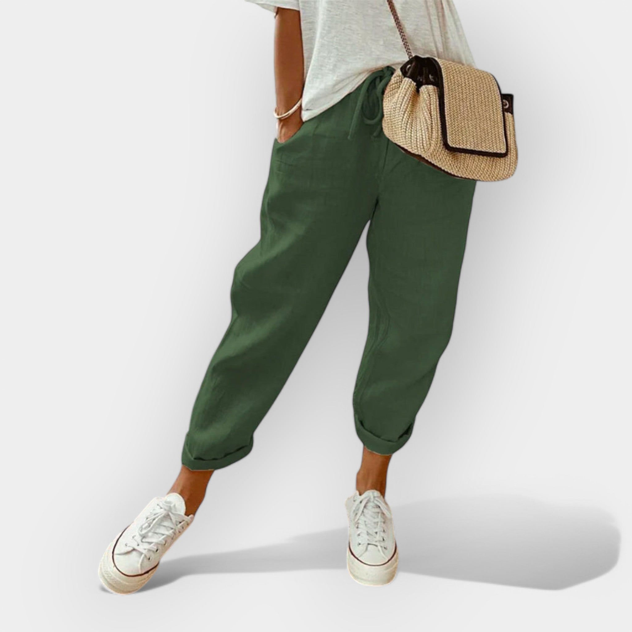 Light Linen Trousers With Flowing Silhouette Casual Chic