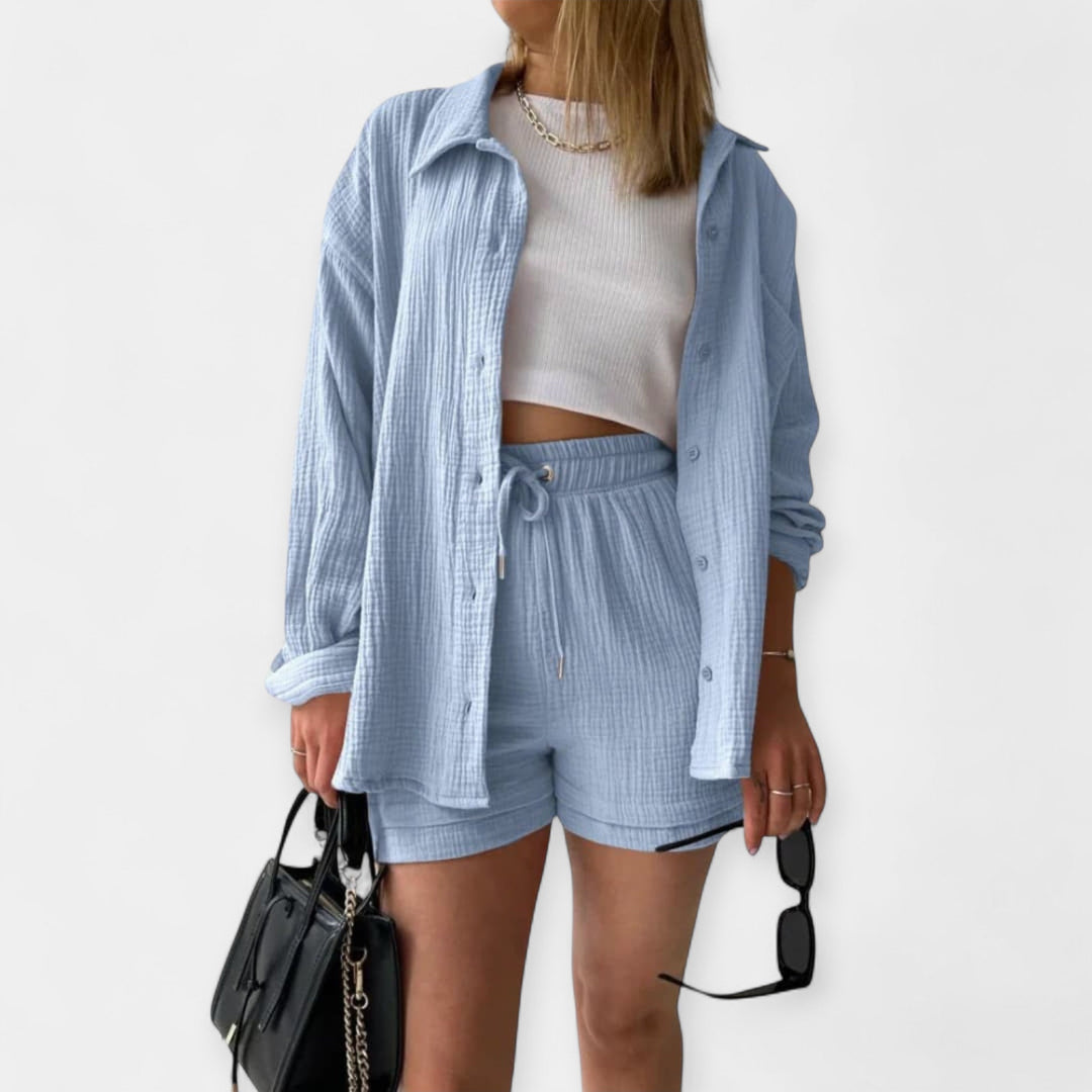 Two Tone Summer Set Top and Shorts in Vibrant Colour