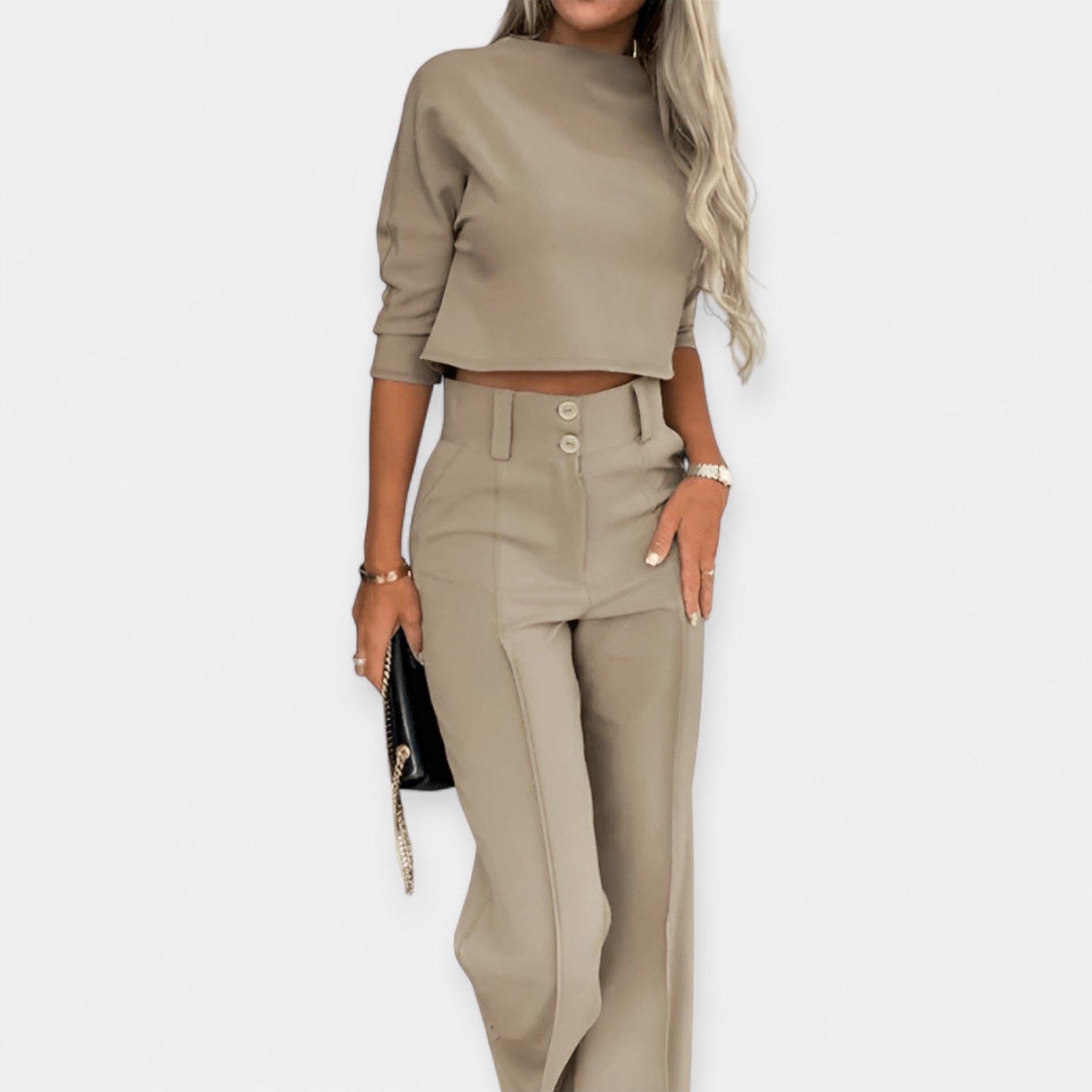 Crop Top Trousers Set Breathable Lightweight Summer Wear