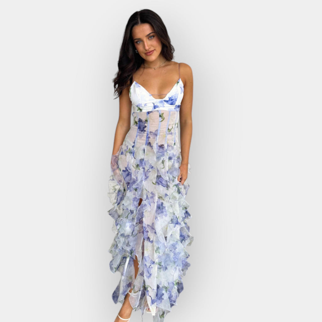 Floral Maxi Dress With Ruffles For Stylish Summer Evenings
