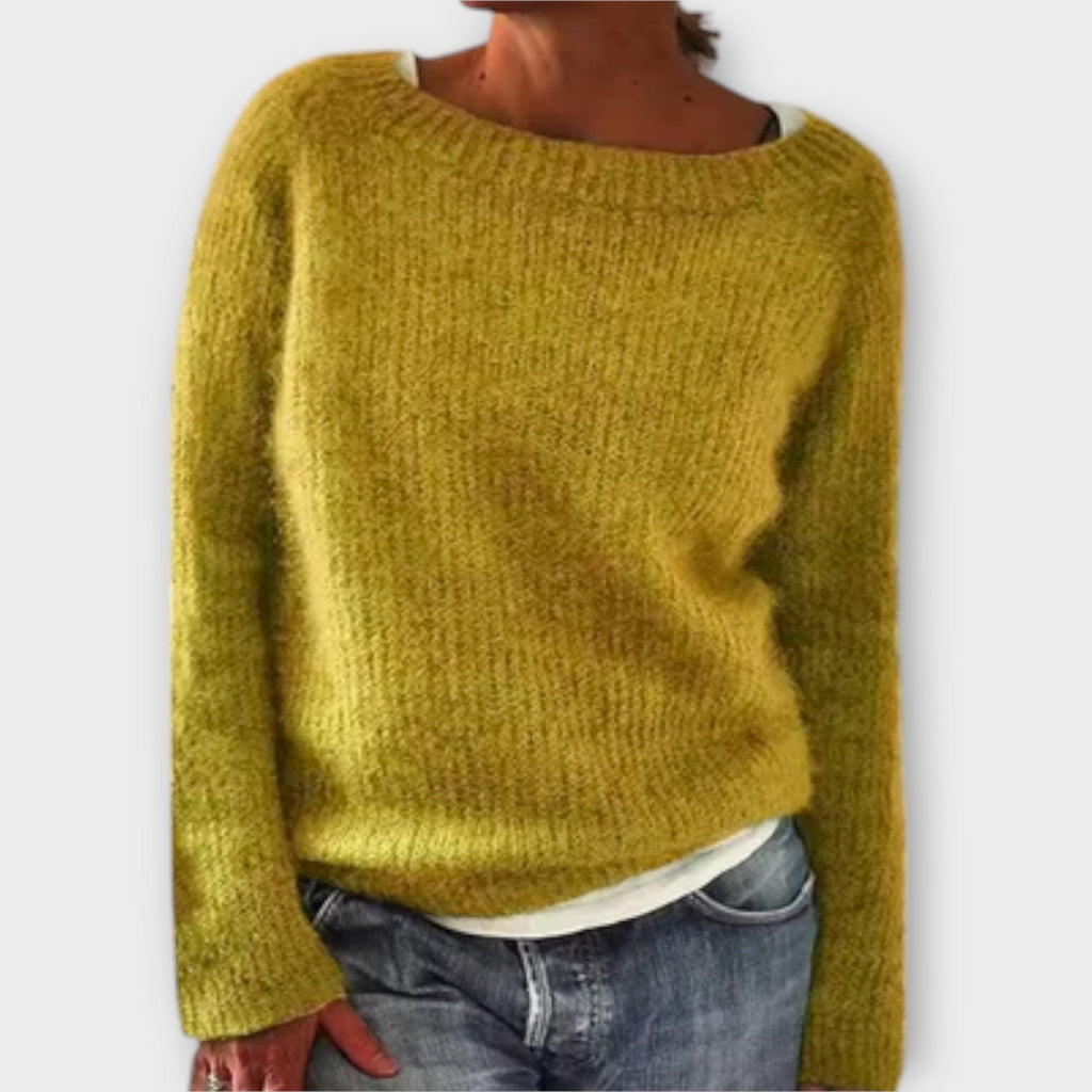 Regine Solid Colour Knit Jumper With Round Neck Oversized