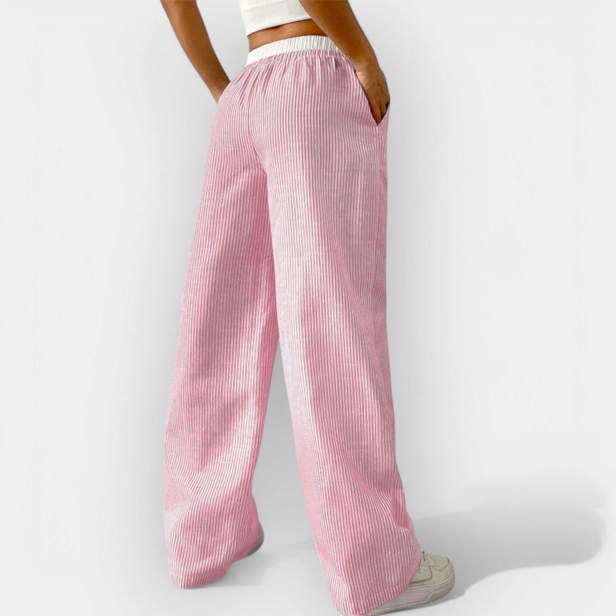 Wide Leg Striped Trousers For Urban Daywear Comfort