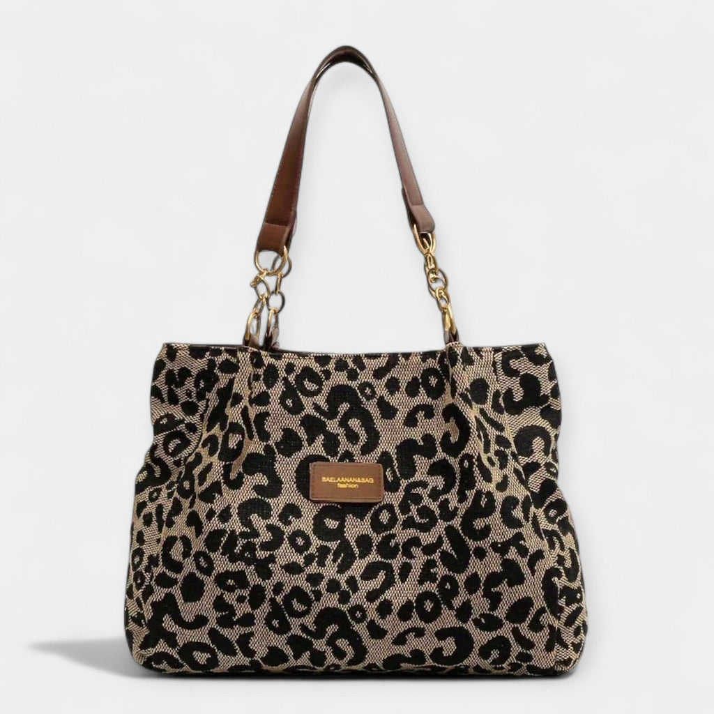 Animal Print Shoulder Bag Medium Size With Zip Closure