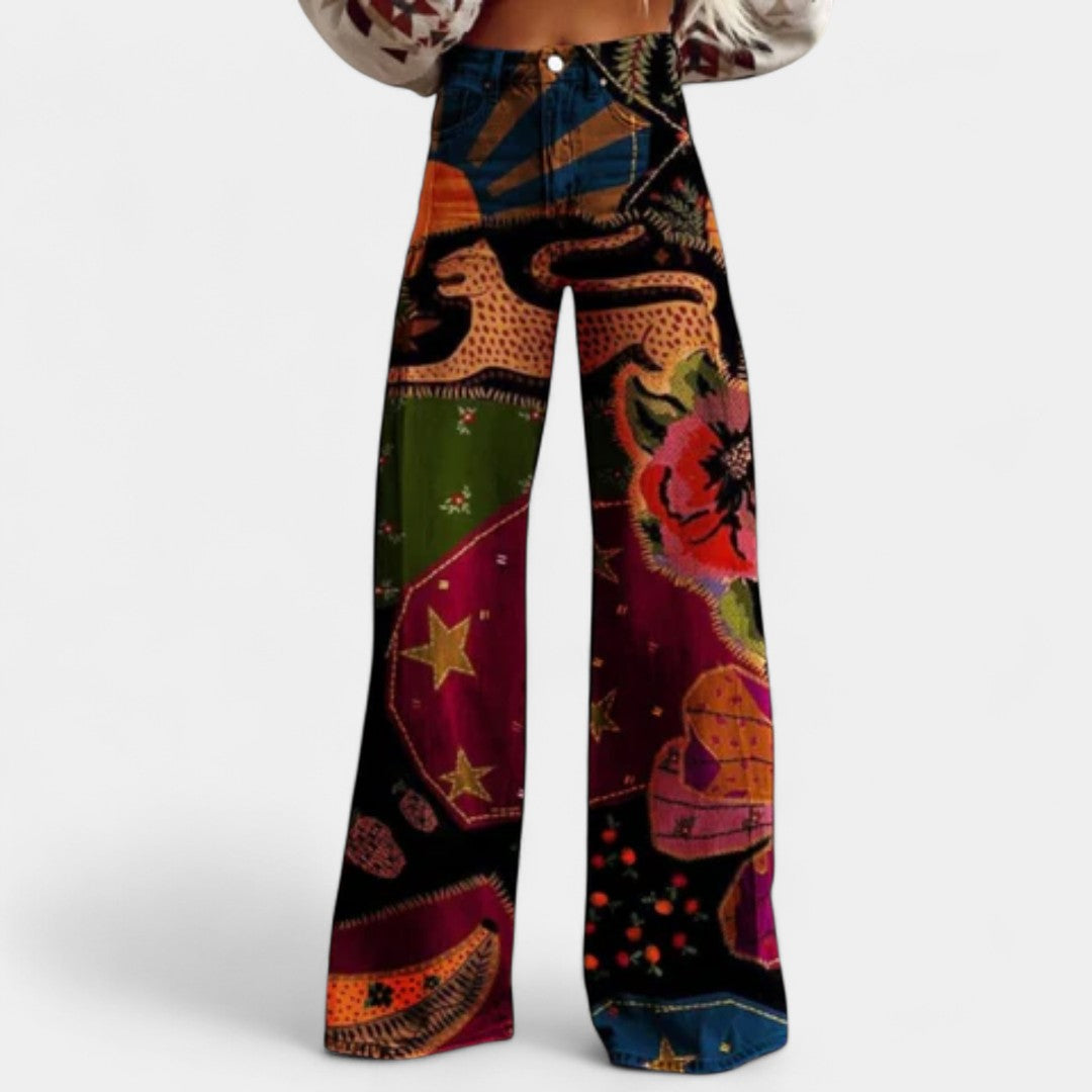 Melina High Waist Wide Leg Trousers In Retro Style