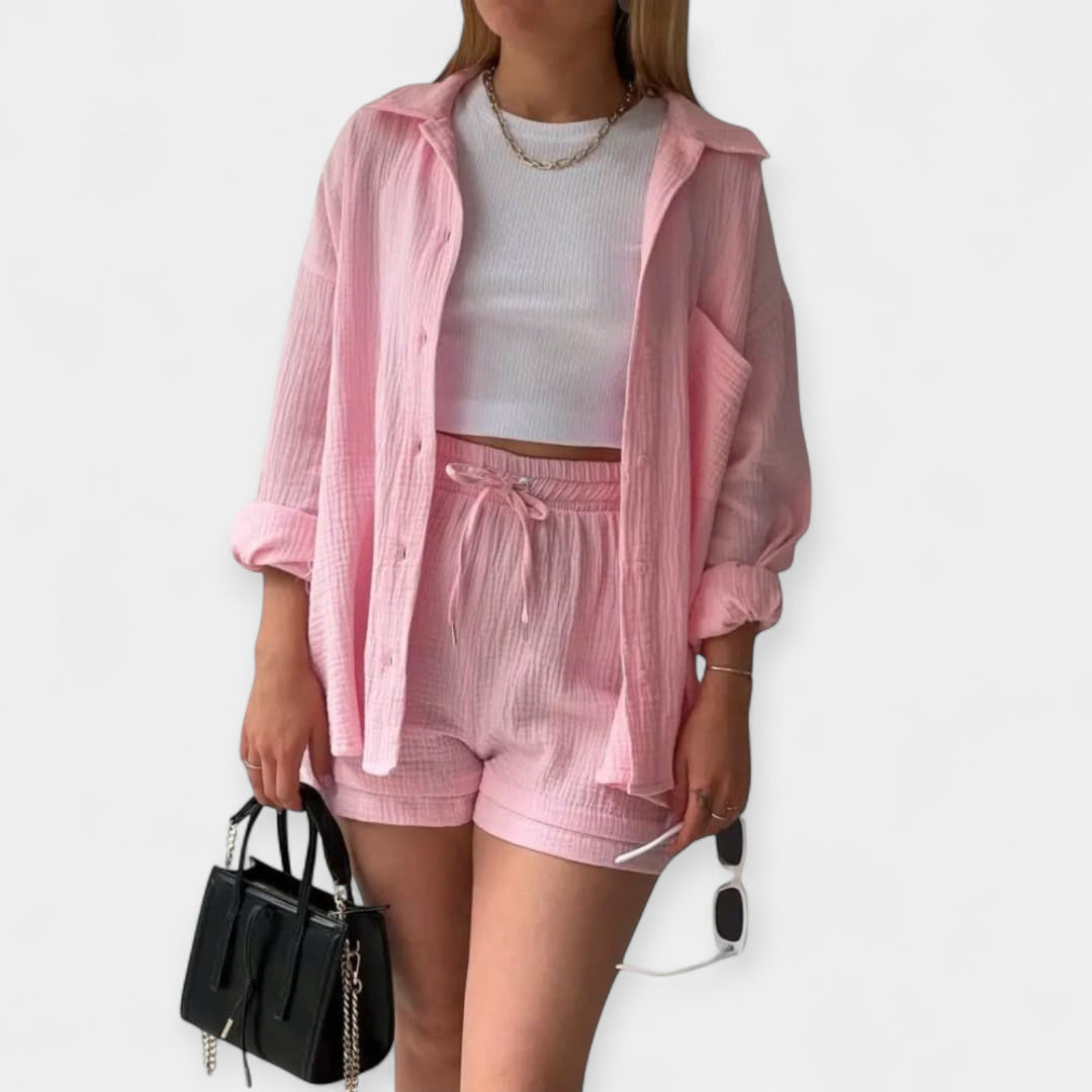 Two Tone Summer Set Top and Shorts in Vibrant Colour