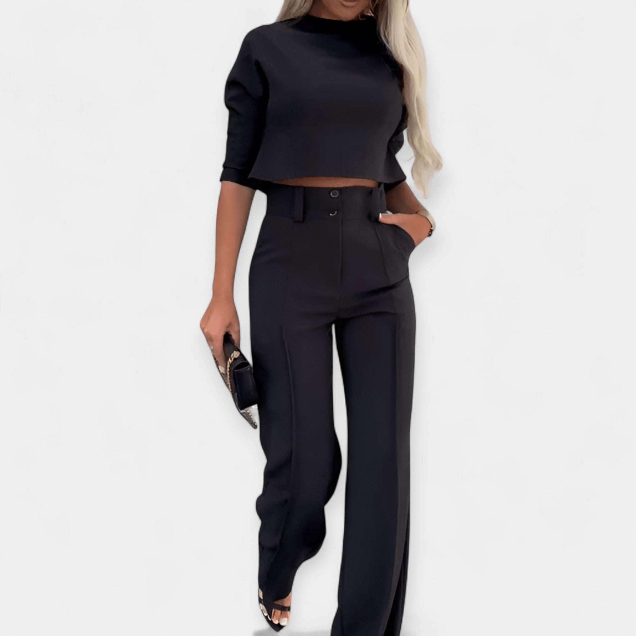 Crop Top Trousers Set Breathable Lightweight Summer Wear
