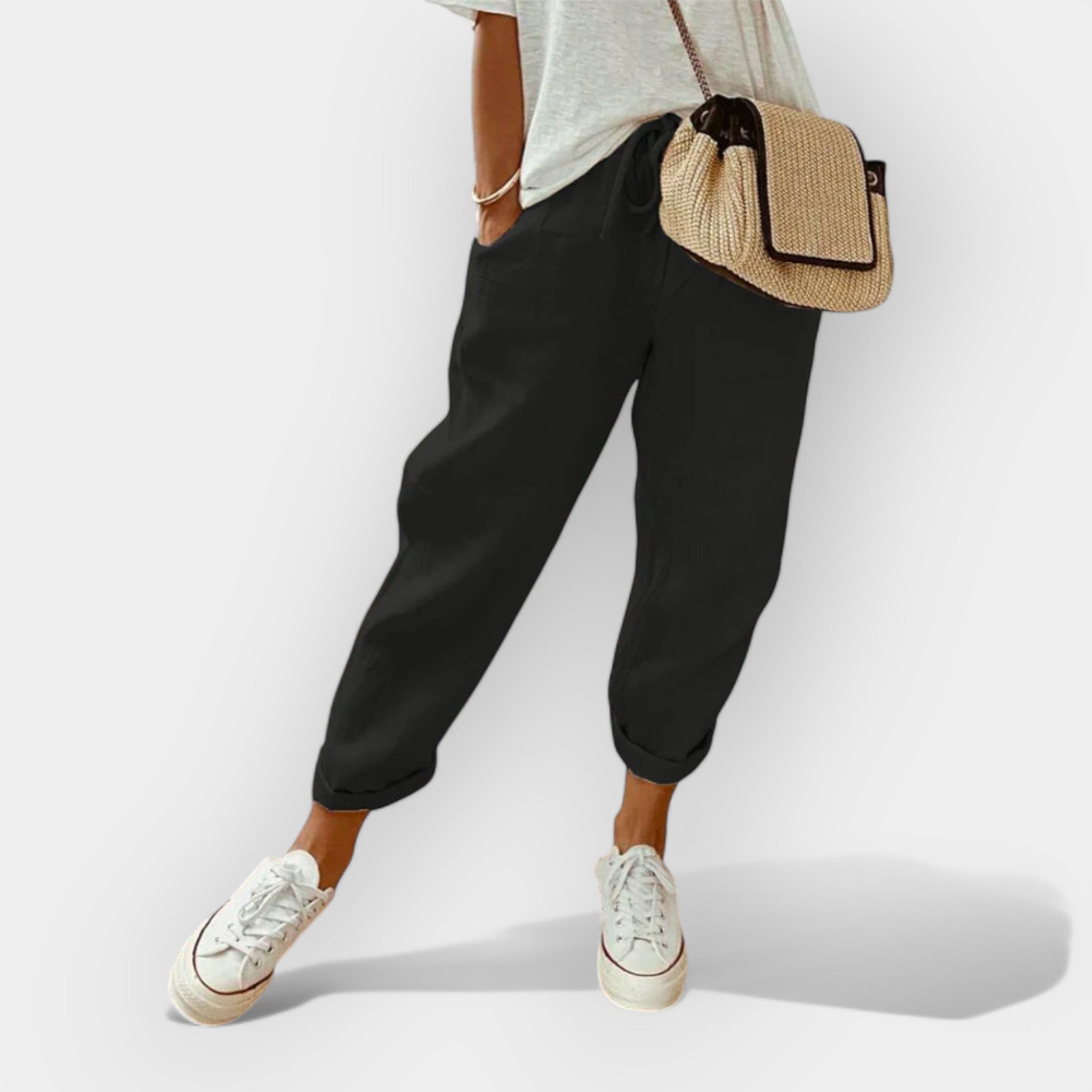 Light Linen Trousers With Flowing Silhouette Casual Chic