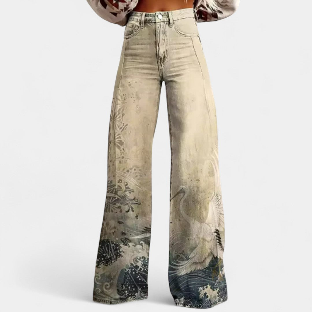 Melina High Waist Wide Leg Trousers In Retro Style