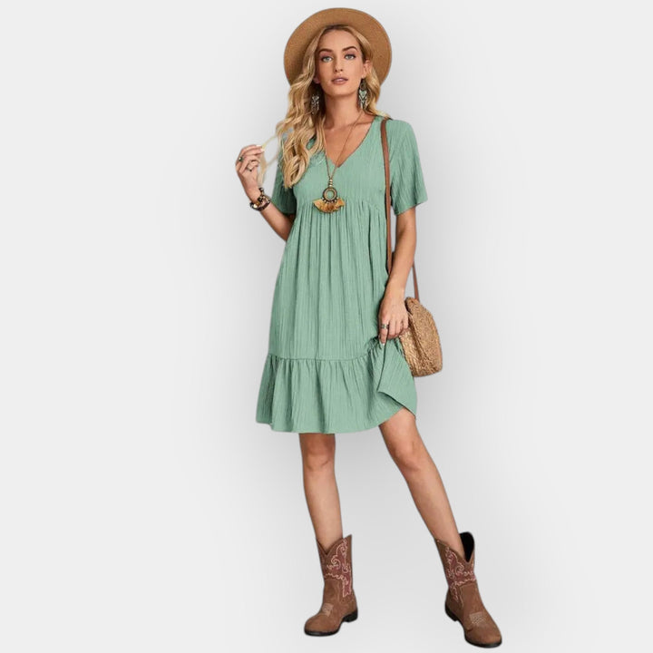 Midi Dress With V Neckline For All Occasions Lightweight