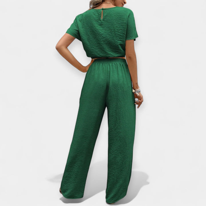 Stylish Loose Fit Set With Boho Top And Drawstring Trousers