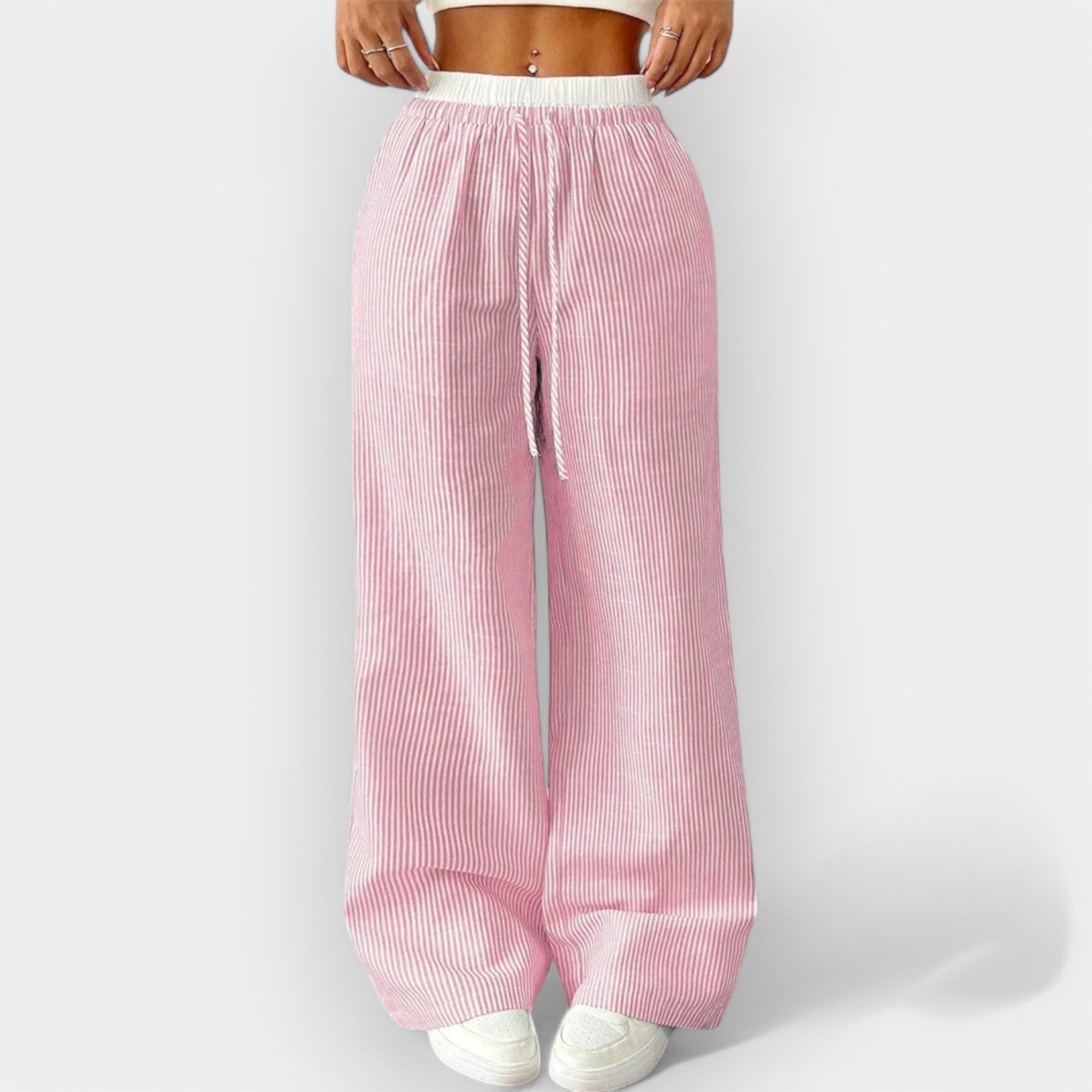 Wide Leg Striped Trousers For Urban Daywear Comfort