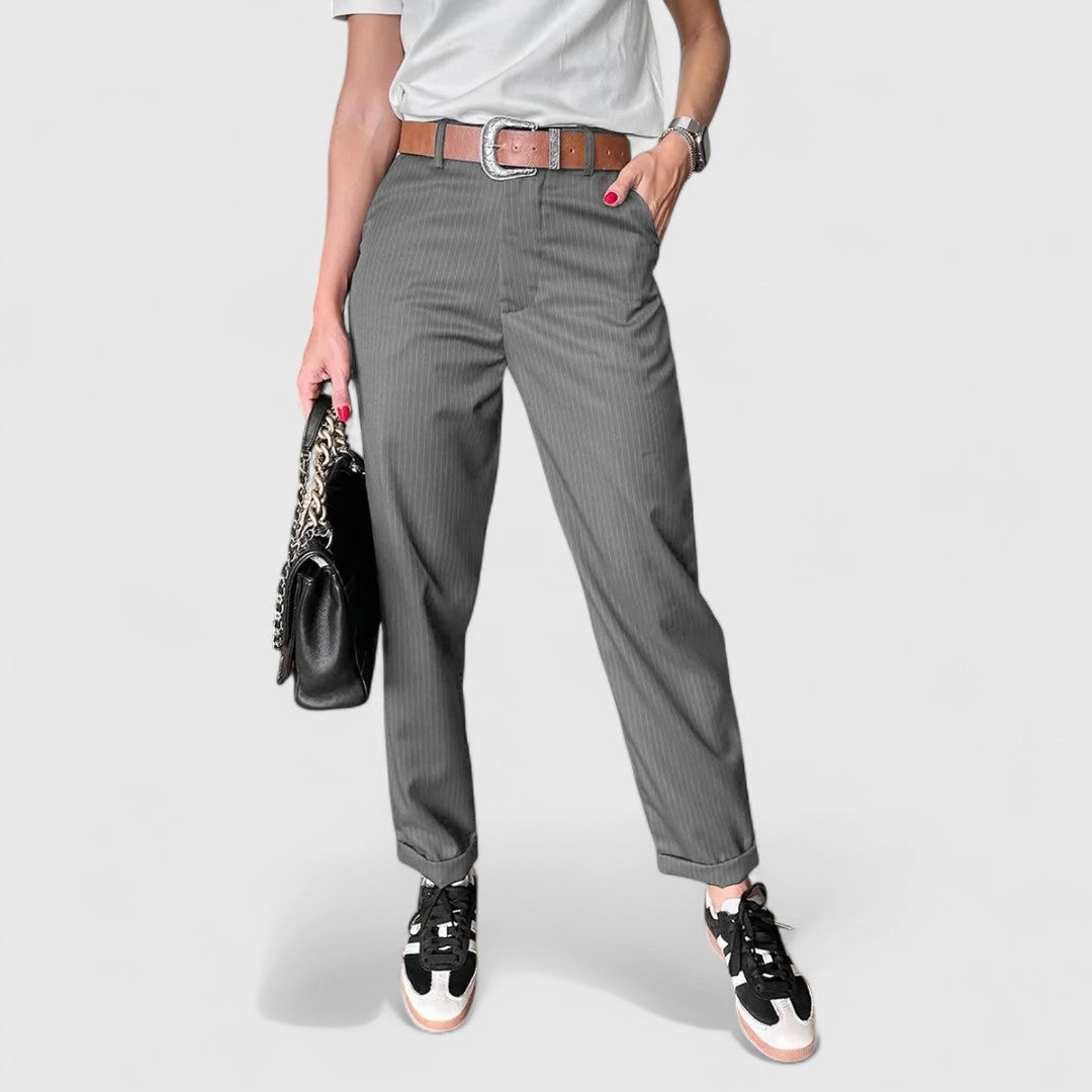 Agni Striped Trousers High Waist Elegant And Comfortable