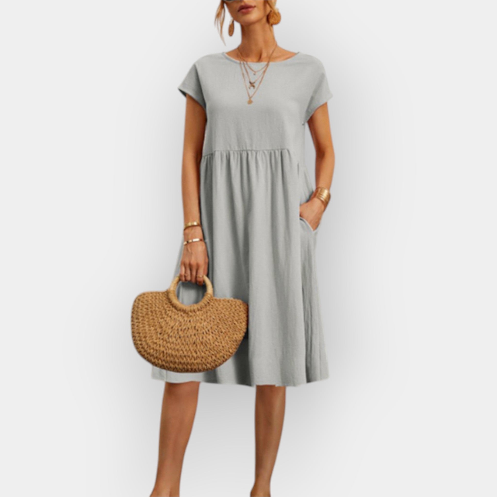 Midi Dress With Clean Lines In Lightweight Breathable Fabric