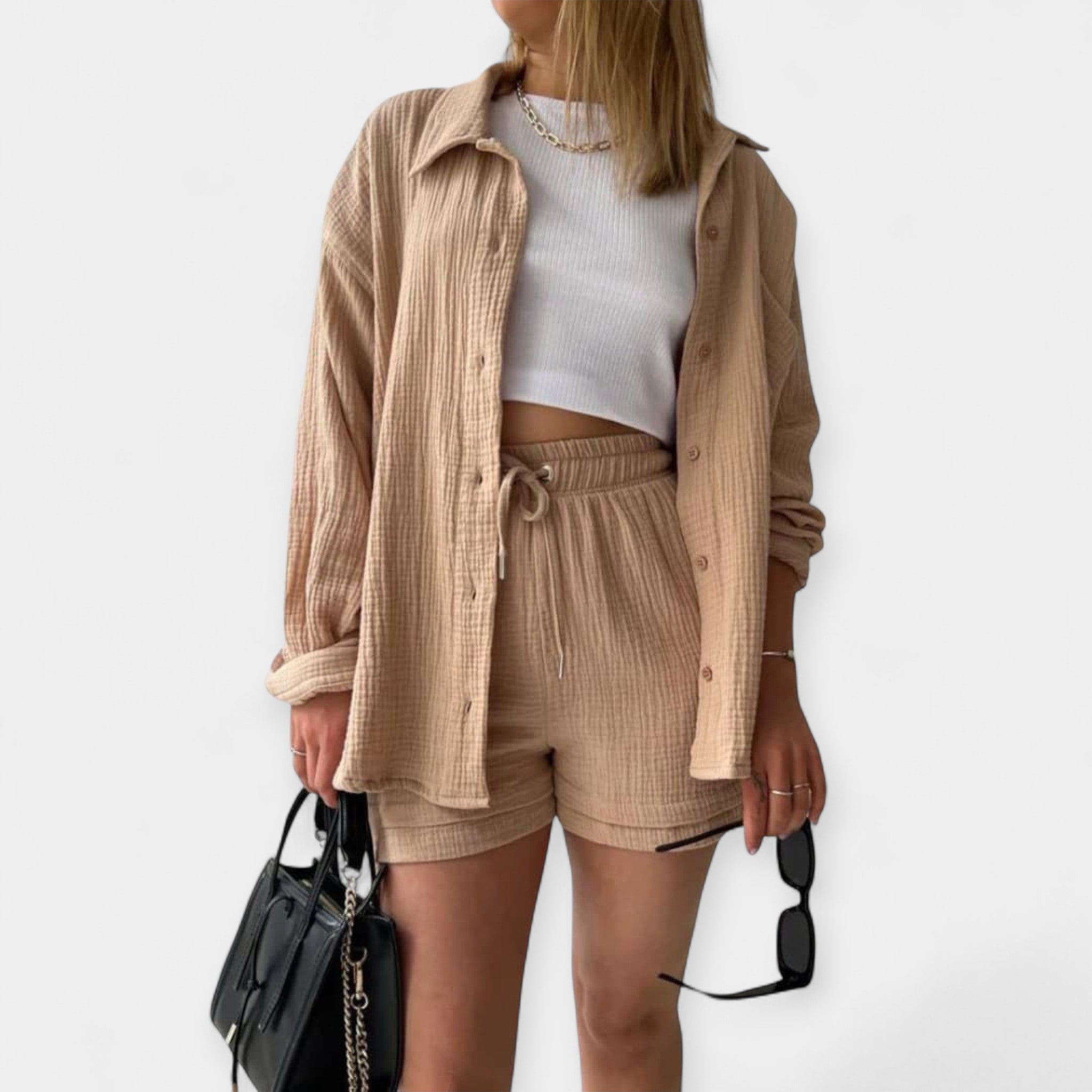 Two Tone Summer Set Top and Shorts in Vibrant Colour