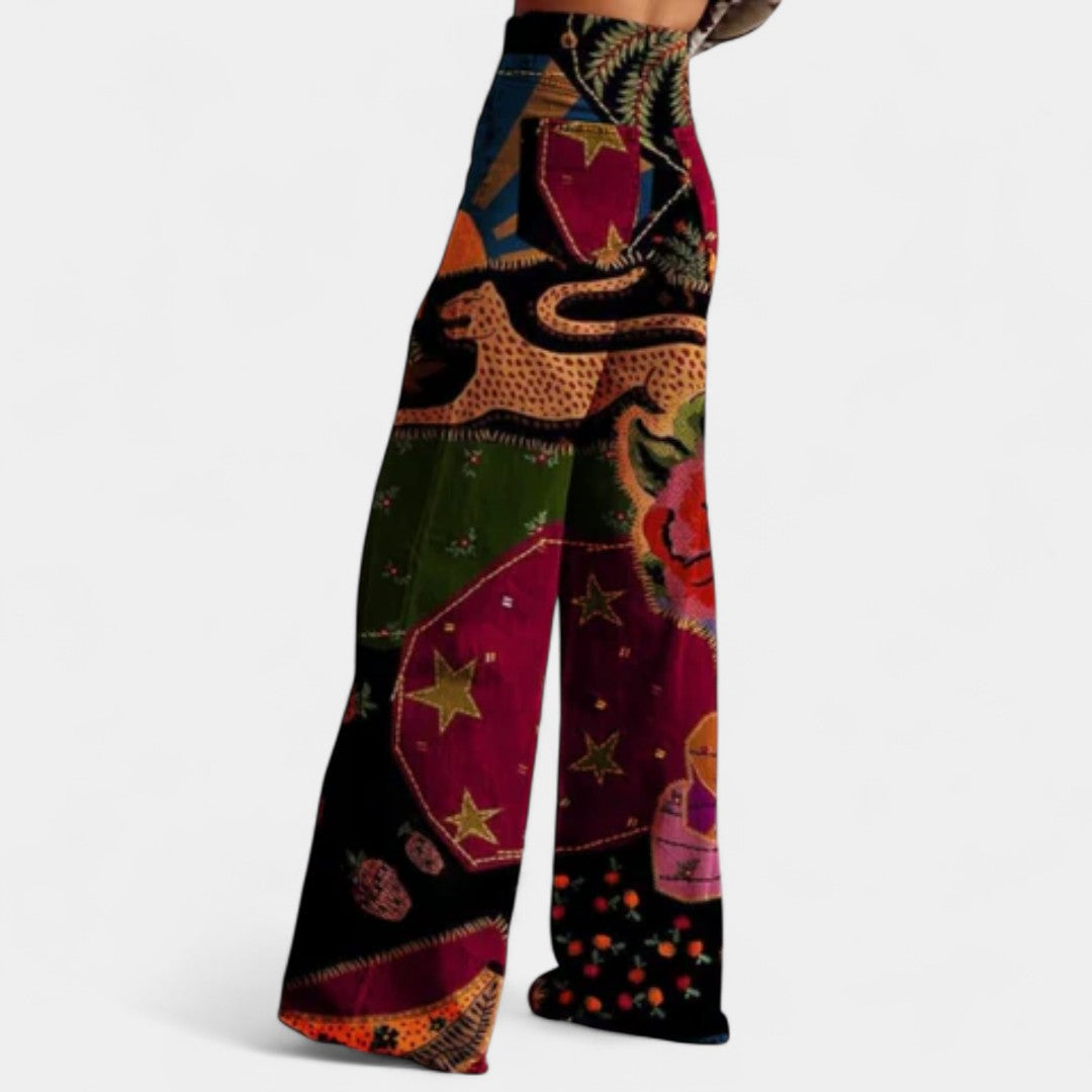 Melina High Waist Wide Leg Trousers In Retro Style