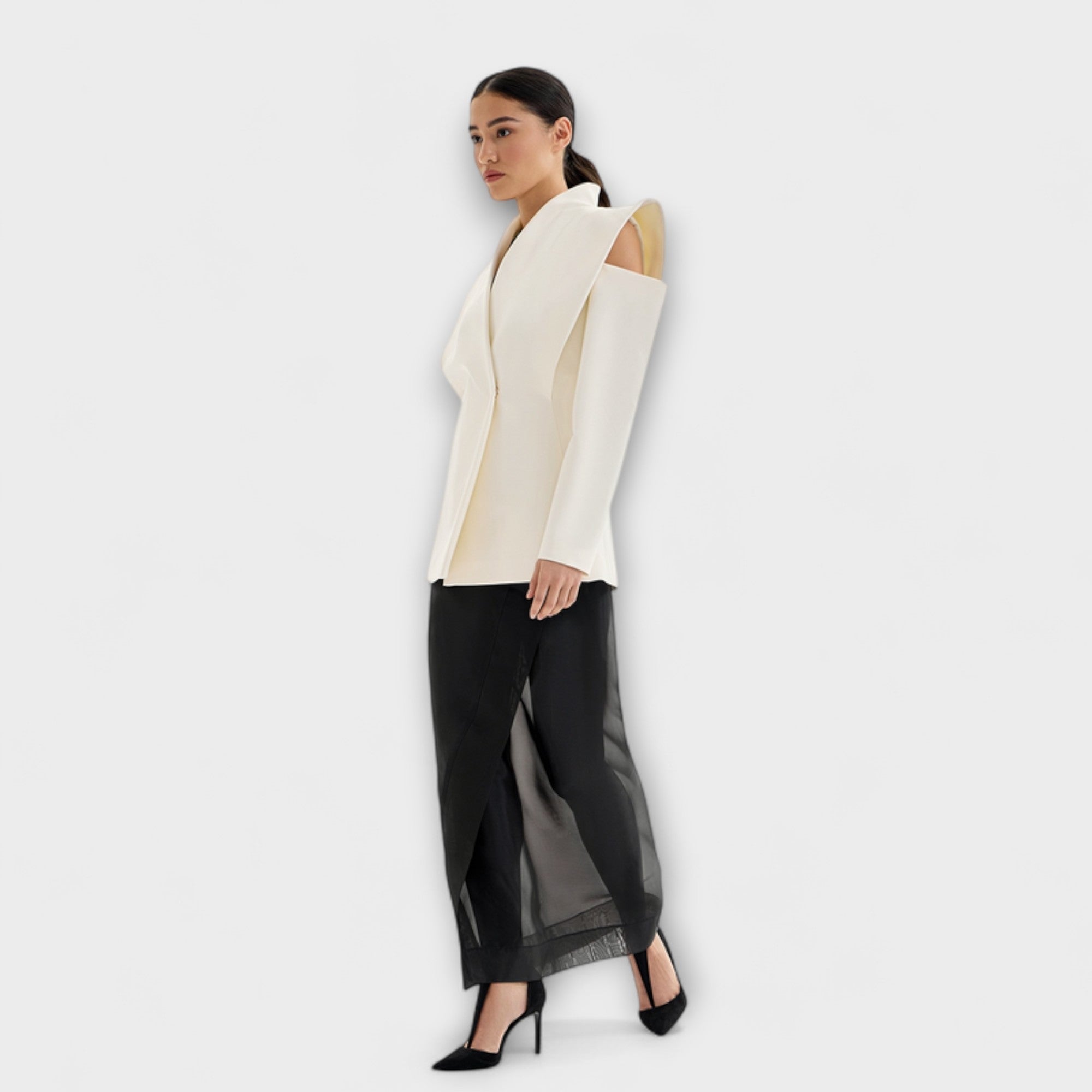 Valeria Sculptural Shoulder Blazer Statement Moments