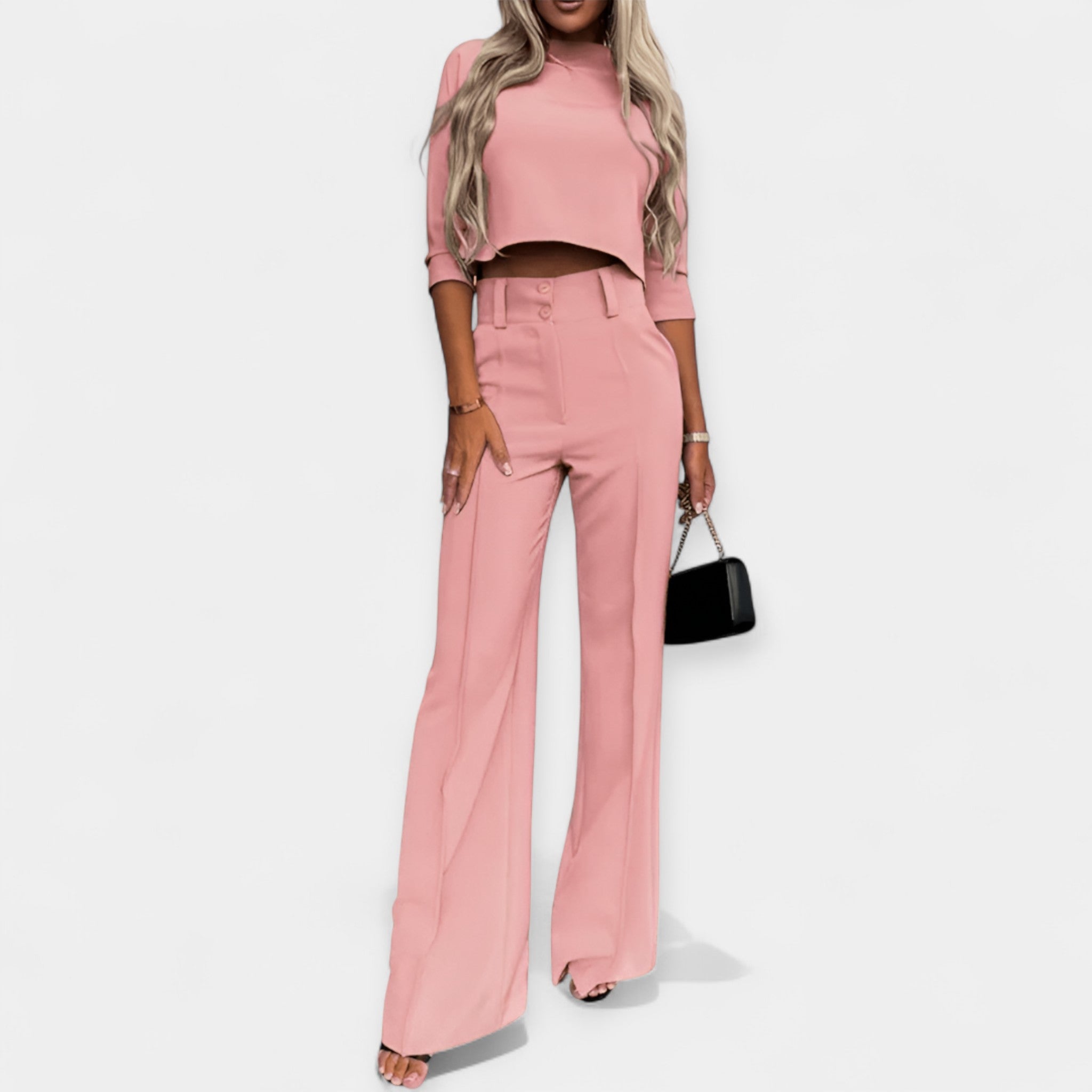 Crop Top Trousers Set Breathable Lightweight Summer Wear